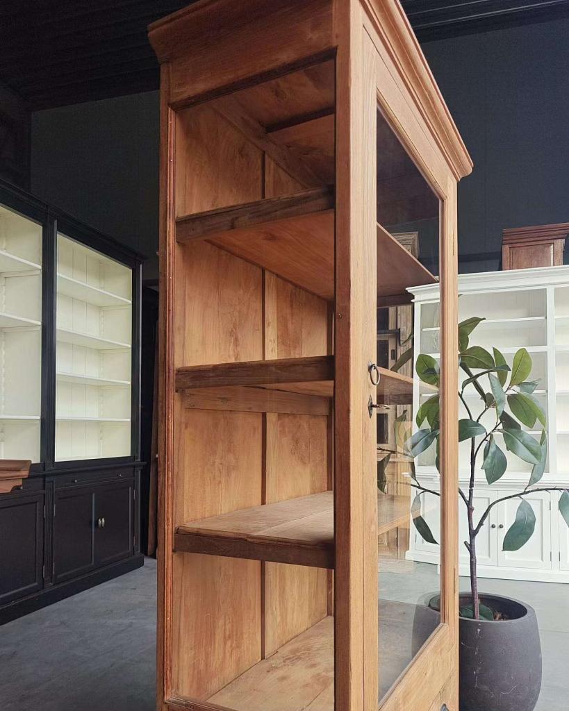 Prachtige teakhouten winkelvitrine " Museumkast Teak #2610, Huis en Inrichting, Kasten | Vitrinekasten, Niet ingevuld, Gebruikt