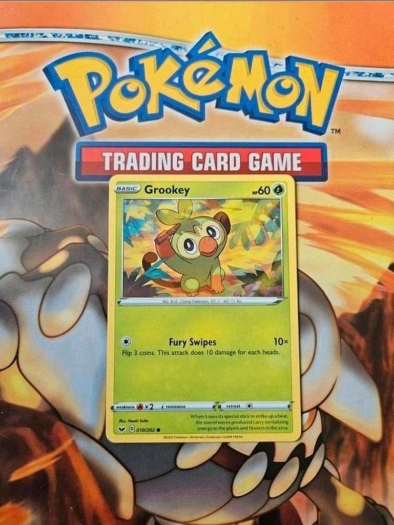 Grookey 010/202 Sword&Shield base set pokemon kaart nm, Ophalen of Verzenden, Zo goed als nieuw, Losse kaart