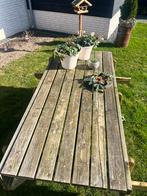 Houten picknicktafel met inklapbare banken - 6 persoons, Tuin en Terras, Picknicktafels, Ophalen, Gebruikt, Inklapbaar, Rechthoekig