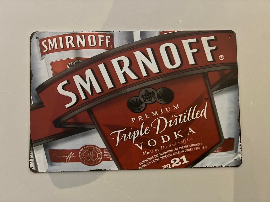 smirnoff Metalen wandbord 20 x 30 cm - Vintage mancave retro