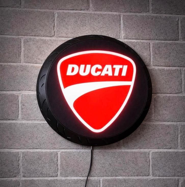 Ducati Logo Lichtbord in Motorband Vorm, Verzamelen, Automerken, Motoren en Formule 1, Nieuw, Ophalen of Verzenden