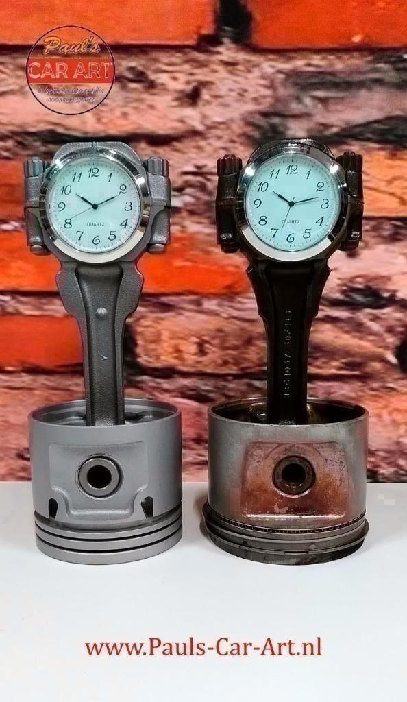 Piston clock mancave decoratie motor motorblok, Huis en Inrichting, Woonaccessoires | Klokken, Ophalen of Verzenden