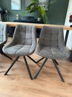 Eettafelstoelen suede leer donkergrijs, Huis en Inrichting, Ophalen, Gebruikt, Leer, Grijs