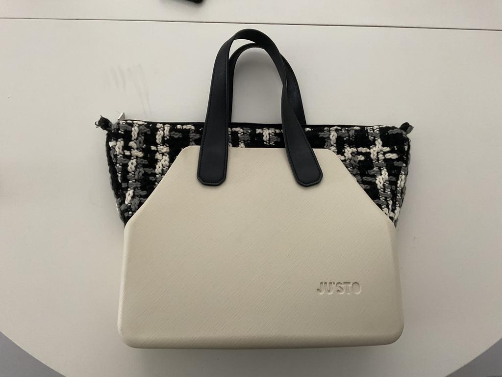 Justo j classic tas in zwart creme, Ophalen of Verzenden, Nieuw, Zwart, Shopper
