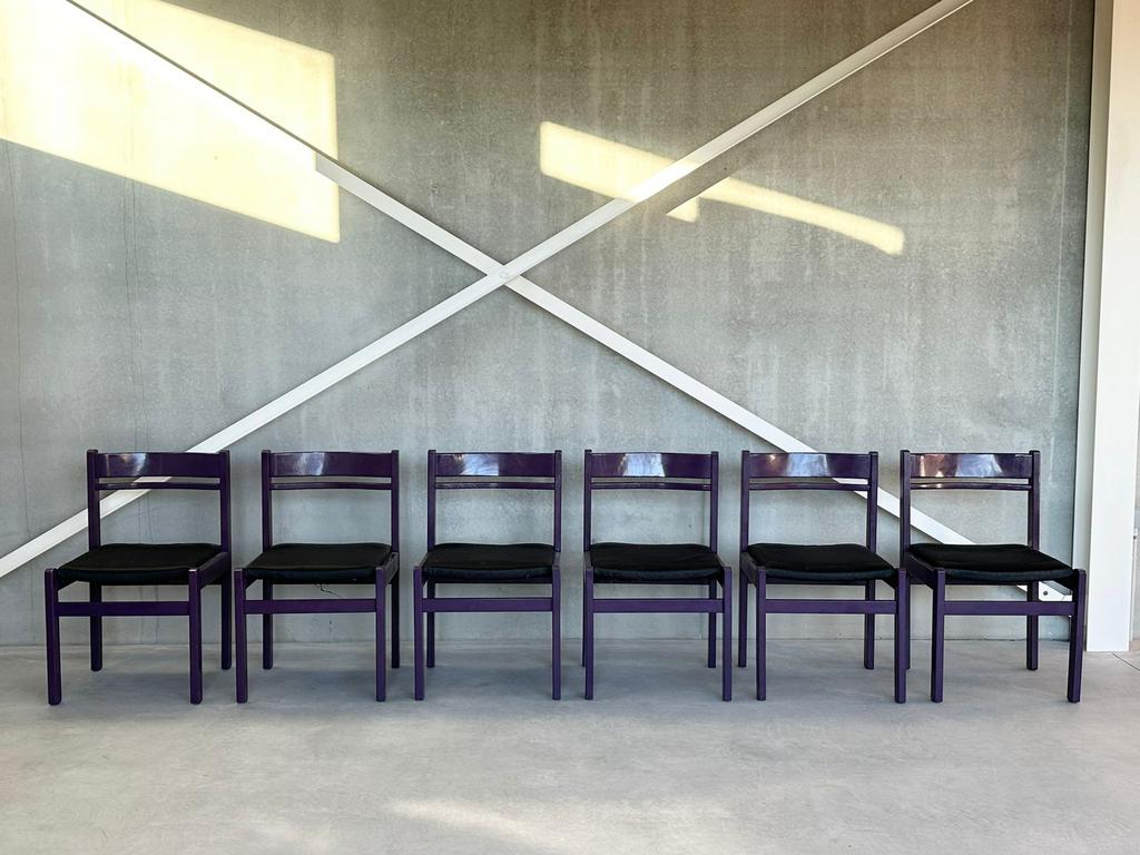 Vintage Funky Eetkamerstoelen (6), ca 1980’s, Ophalen of Verzenden, Zo goed als nieuw, Bruin