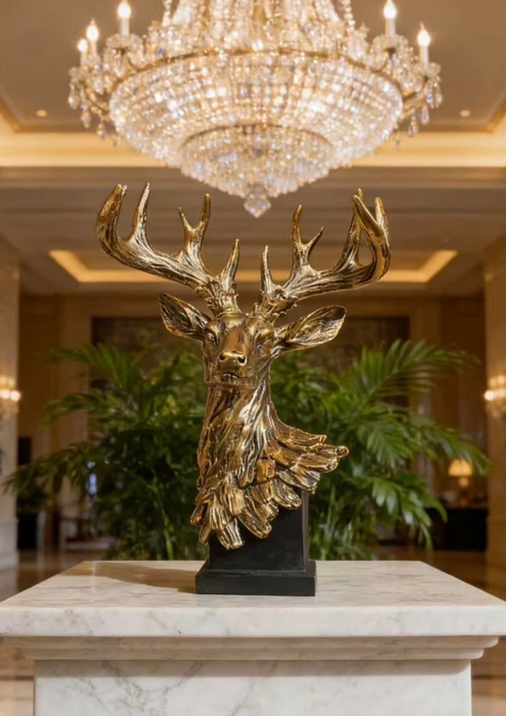 Luxe Hertenkop Beeld – Gouden Decoratie – 37.7 cm, Huis en Inrichting, Lampen | Kroonluchters, Ophalen of Verzenden, Nieuw