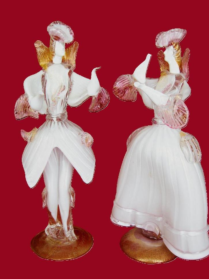 Twee grote  Florentijnse dansers  Murano., Antiek en Kunst, Antiek | Glas en Kristal, Ophalen