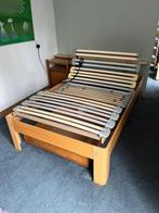 Auping Auronde bed met elektrische lattenbodem en matras, Ophalen, Eenpersoons, Bruin, 120 cm