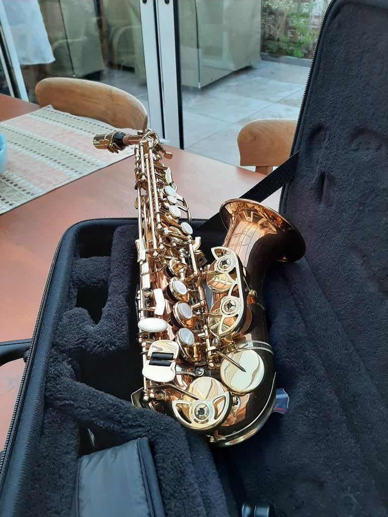 Gebogen sopraansaxofoon, Muziek en Instrumenten, Ophalen, Zo goed als nieuw, Sopraan, Met koffer