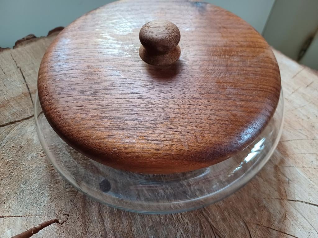 Vintage leerdam Glazen bonbonniere koekjestrommel, Ophalen of Verzenden