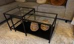 Salon tafel met glasplaat  2 delig ikea, 100 tot 150 cm, Ophalen of Verzenden, Zo goed als nieuw, 25 tot 50 cm