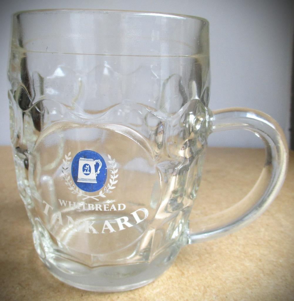 Bierpul Whitbread Tankard~Kuiltjespatroon Glas~Pul, Verzamelen, Biermerken, Zo goed als nieuw, Pul(len), Overige merken, Ophalen of Verzenden