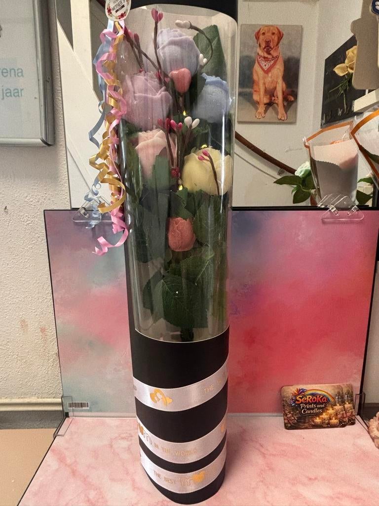 Koker met geurende rozen van kaarsen, Overige materialen, 25 tot 50 cm, Wit, Nieuw