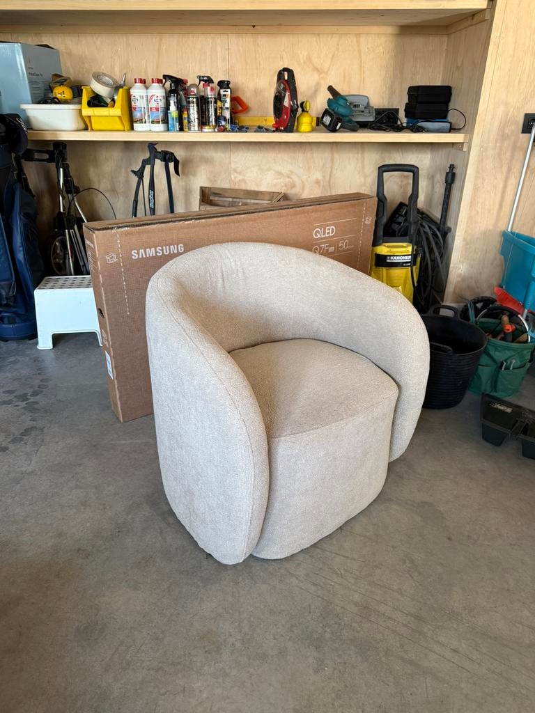 2 beige fauteuils, Ophalen, Japandi, 75 tot 100 cm, Zo goed als nieuw