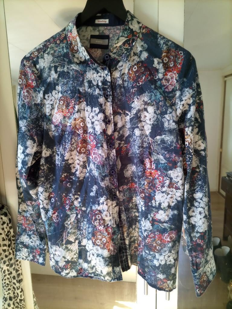 Blouse maat 46 Erfo, Ophalen, Zo goed als nieuw, Maat 46/48 (XL) of groter, Blauw