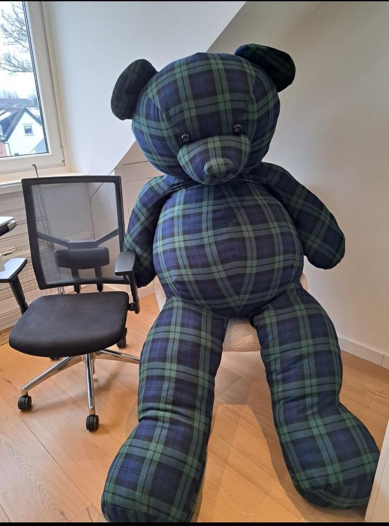 Mega Knuffelbeer - Groot Geruit Design 220 cm, Ophalen, Handgemaakt, Beer, Blauw