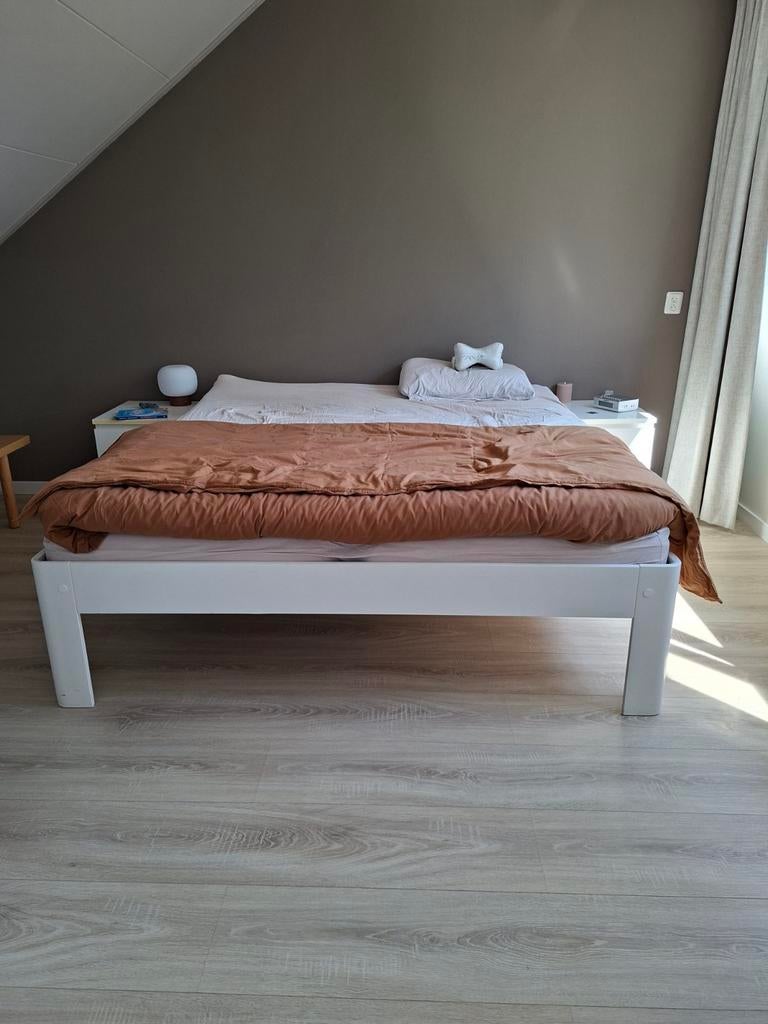 GERESERVEERD Auping Auronde 180x200 cm - exclusief matras, Huis en Inrichting, Ophalen, Gebruikt, Wit, Tweepersoons