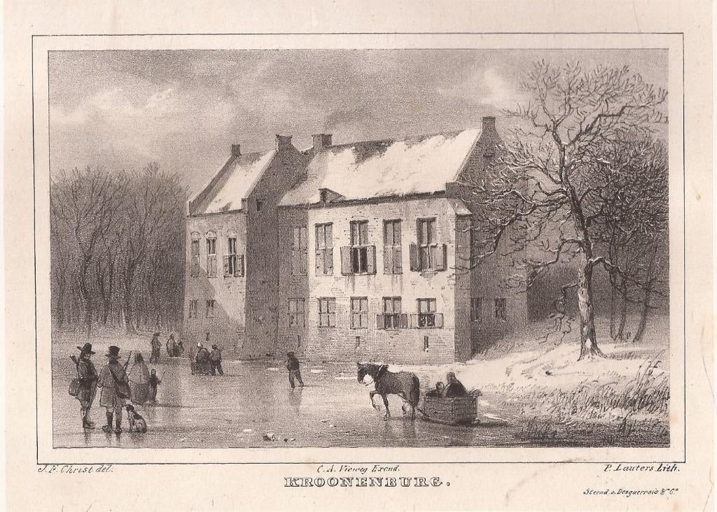 Kroonenburg Het huis Cronenburch Litho 1846, Origineel, 1800 - 1899, Architectuur, 12 cm