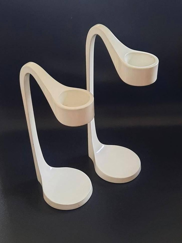 set Ikea kandelaars Jätteviktig , ontwerp Monika Mulder, Gebruikt, Wit, Ophalen of Verzenden, Metaal