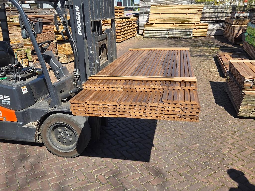 19.2 m2 Hardhout Triple Rhombus profiel - nr: HP23, Tuin en Terras, Palen, Balken en Planken, Ophalen, Planken, Nieuw, Hardhout