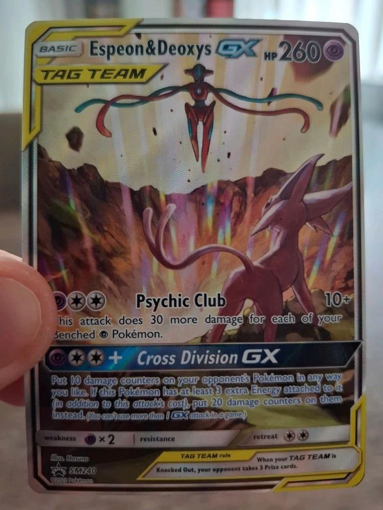 Espeon & Deoxys SM240 GX, Ophalen of Verzenden, Zo goed als nieuw, Losse kaart, Foil