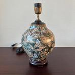 Vintage Emaille Lampenvoet, Groen, Natuurtinten Tafellamp, Ophalen of Verzenden, Gebruikt, Hout, Minder dan 50 cm