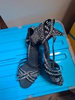 Zwarte dansschoenen met strass maat 43 maar valt als 41, Ophalen of Verzenden, Gedragen, Zwart, Dansschoenen