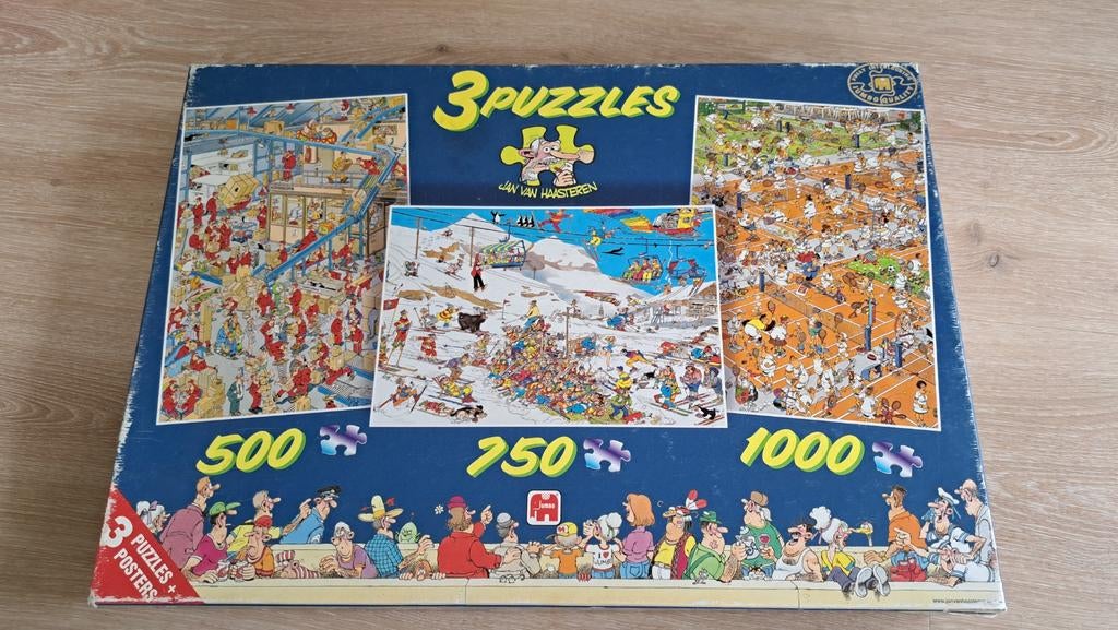 Jan van Haasteren 3 Puzzels (500, 750, 1000 stukjes), Ophalen of Verzenden, 500 t/m 1500 stukjes, Gebruikt, Legpuzzel