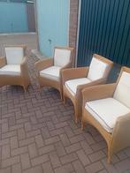 4 Lloyd Loom stoelen met kussens, Gebruikt, Overige kleuren, Riet of Rotan, Ophalen of Verzenden