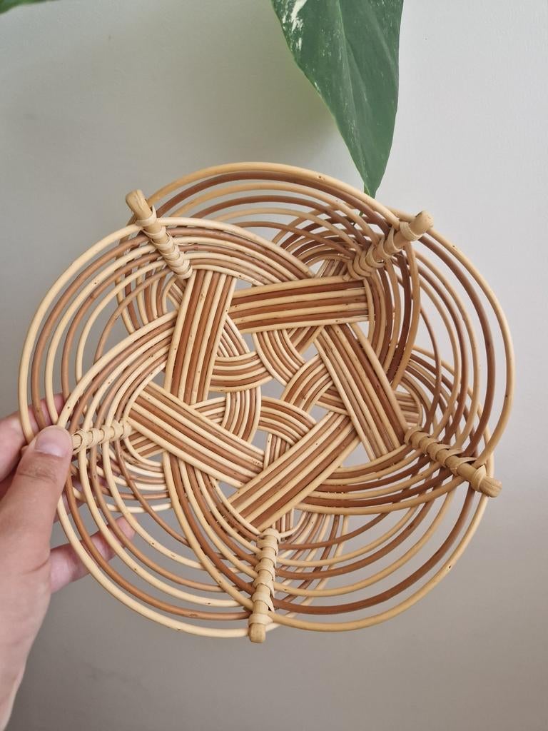 Vintage mand rotan riet brocante, Ophalen of Verzenden, Zo goed als nieuw, Rond, Riet