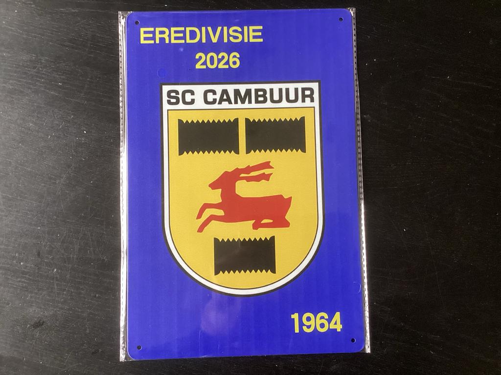 Wandbord Voetbalclub SC CAMBUUR EREDIVISIE 2026 geen emaille, Ophalen of Verzenden, Nieuw, Reclamebord