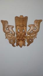 Houten wanddecoratie met cobra's en Garuda, Ophalen of Verzenden