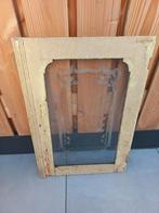 Oud raam met geëtst glas,afbeelding,brocante, Ophalen of Verzenden