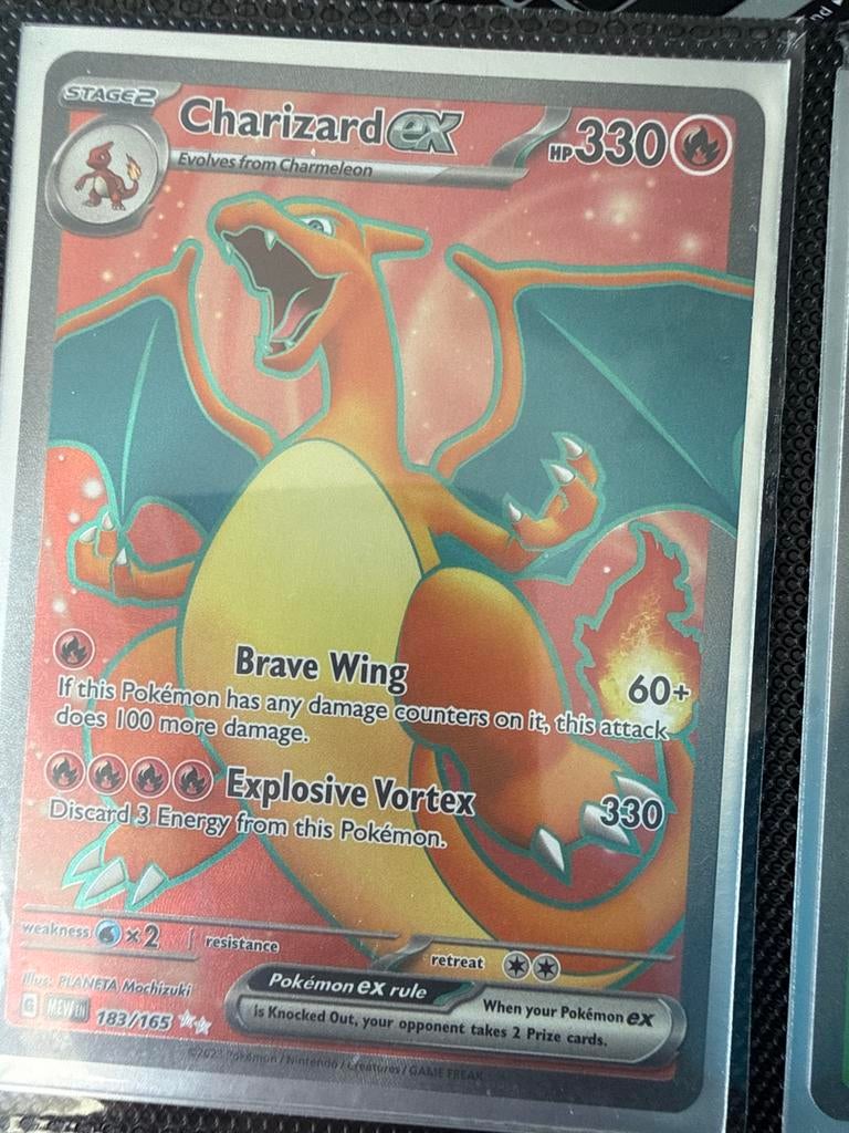 Charizard ex 183/165 Pokémon kaart, Ophalen of Verzenden, Zo goed als nieuw, Losse kaart, Foil