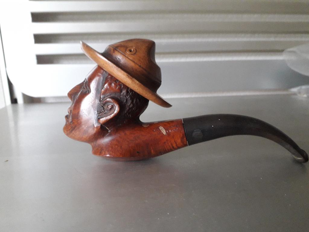UNIEKE VINTAGE BRUYERE PIJP ( MAN met HOED)  I.Z.G.STAAT, Ophalen of Verzenden, Gebruikt, (Water)pijp