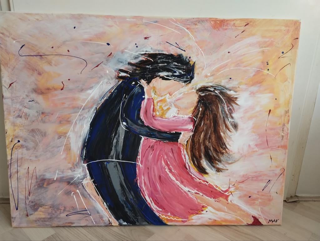 Schilderij van een dansend paar, 60x80cm, Ophalen of Verzenden
