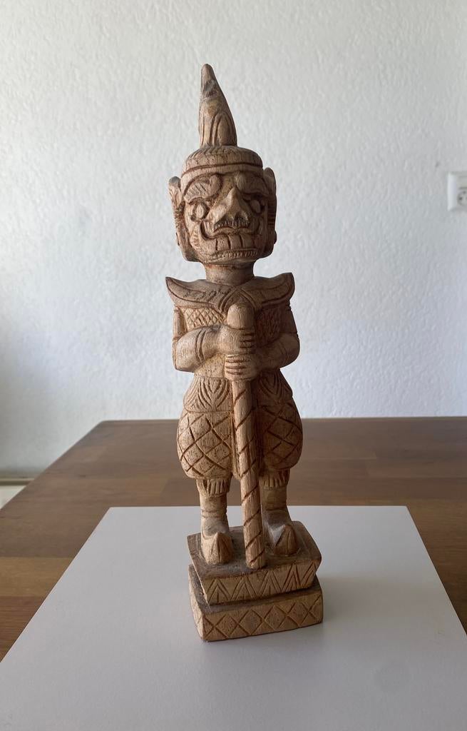 Handgesneden houten Thaise tempelwachter 31 cm, Ophalen of Verzenden, Zo goed als nieuw