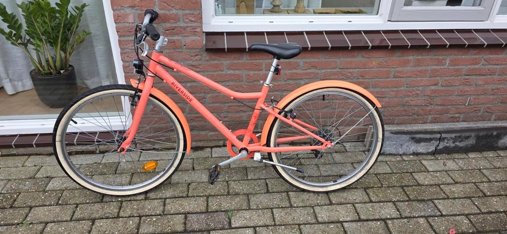 B'Twin Riverside Meidenfiets 24 inch - parel roze, Ophalen, Gebruikt, 20 inch of meer, B'Twin