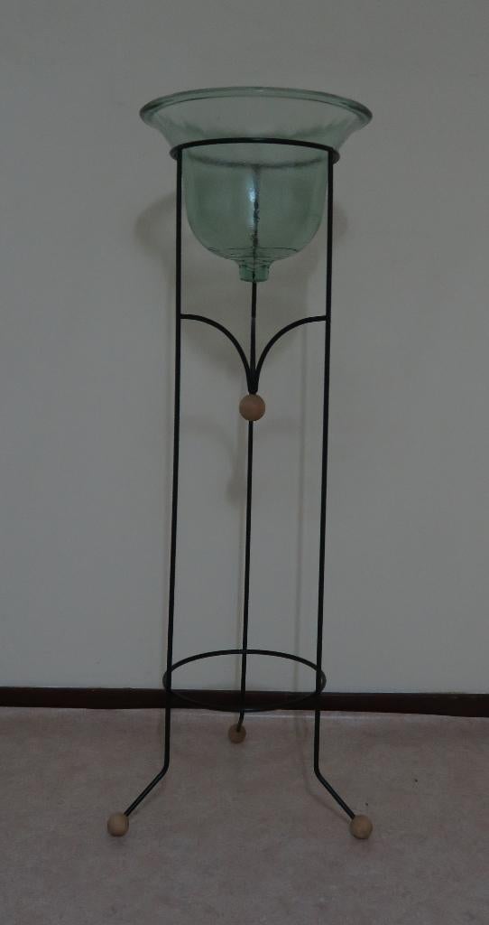 Keurig uitziende plantenstandaard met grote glazen pot, Ophalen, Gebruikt, Overige kleuren, Glas