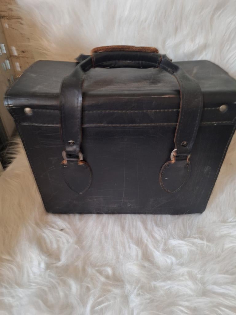 Vintage Zwart Lederen Cameratas - Stijlvol & Functioneel, Audio, Tv en Foto, Fotografie | Fototassen, Ophalen of Verzenden, Gebruikt