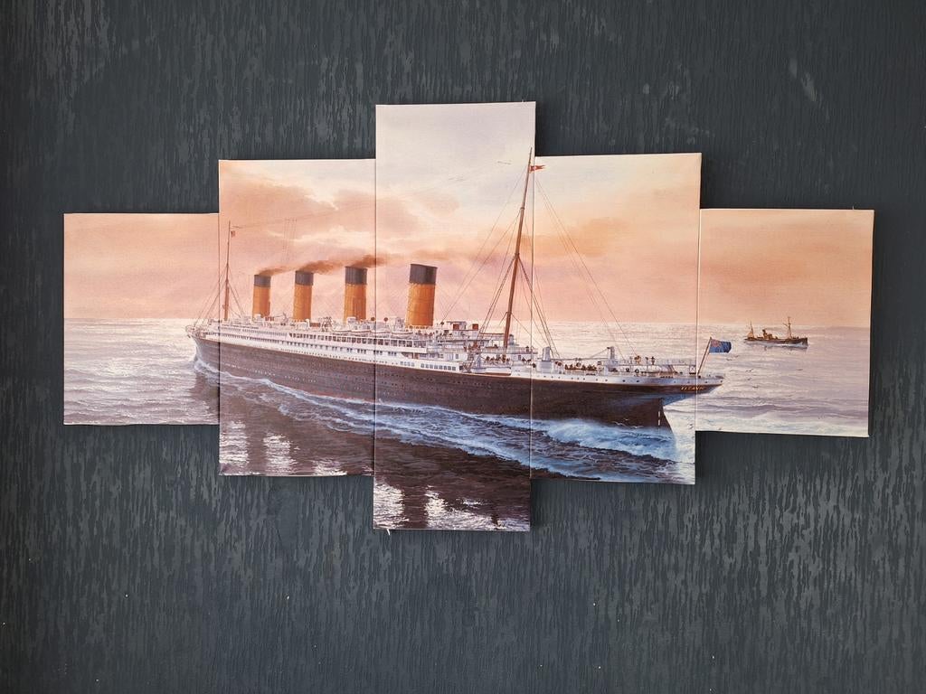 MOET WEG! Vijfluik Canvas Titanic, Antiek en Kunst, Ophalen