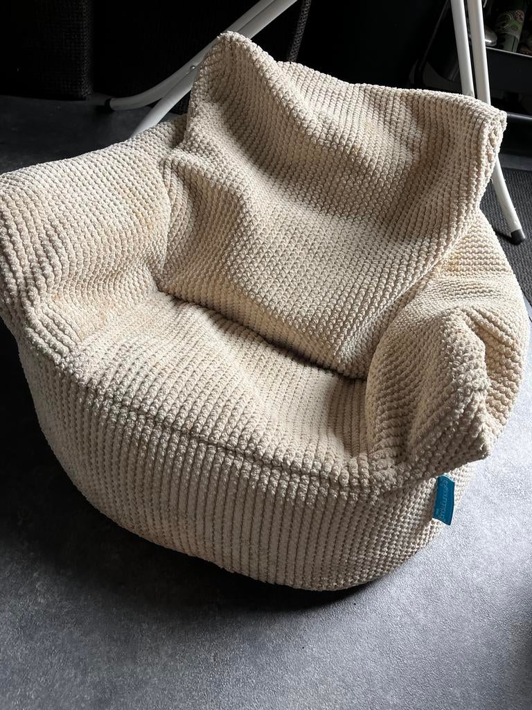 Loungepug Kids Peuter Zitzak Stoel - Crème Ribstof, Huis en Inrichting, Zitzakken, Ophalen, Gebruikt, Beige, Zitzakstoel