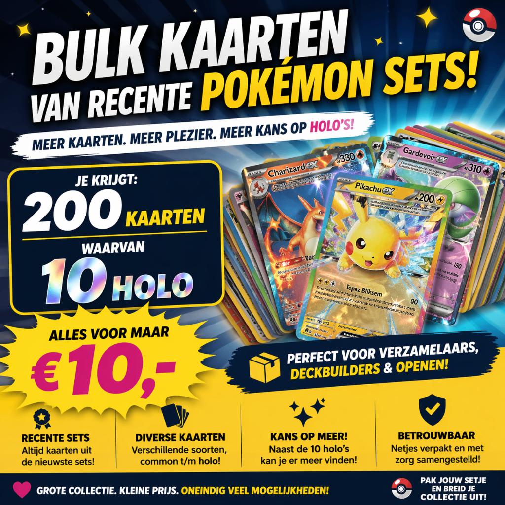 200 Pokémon bulk cards en 5 Holo - Pack fresh, Hobby en Vrije tijd, Verzamelkaartspellen | Pokémon, Zo goed als nieuw, Meerdere kaarten