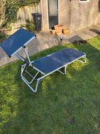 Aluminium ligbed met luifel, Tuin en Terras, Ligbedden, Ophalen of Verzenden, Zo goed als nieuw, Aluminium