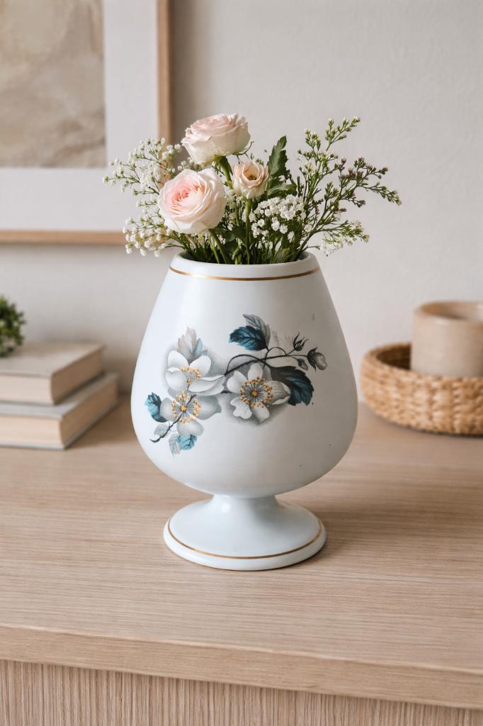 Vintage Flora Gouda vaas Irene 1846 lichtblauw, Antiek en Kunst, Antiek | Vazen, Ophalen of Verzenden