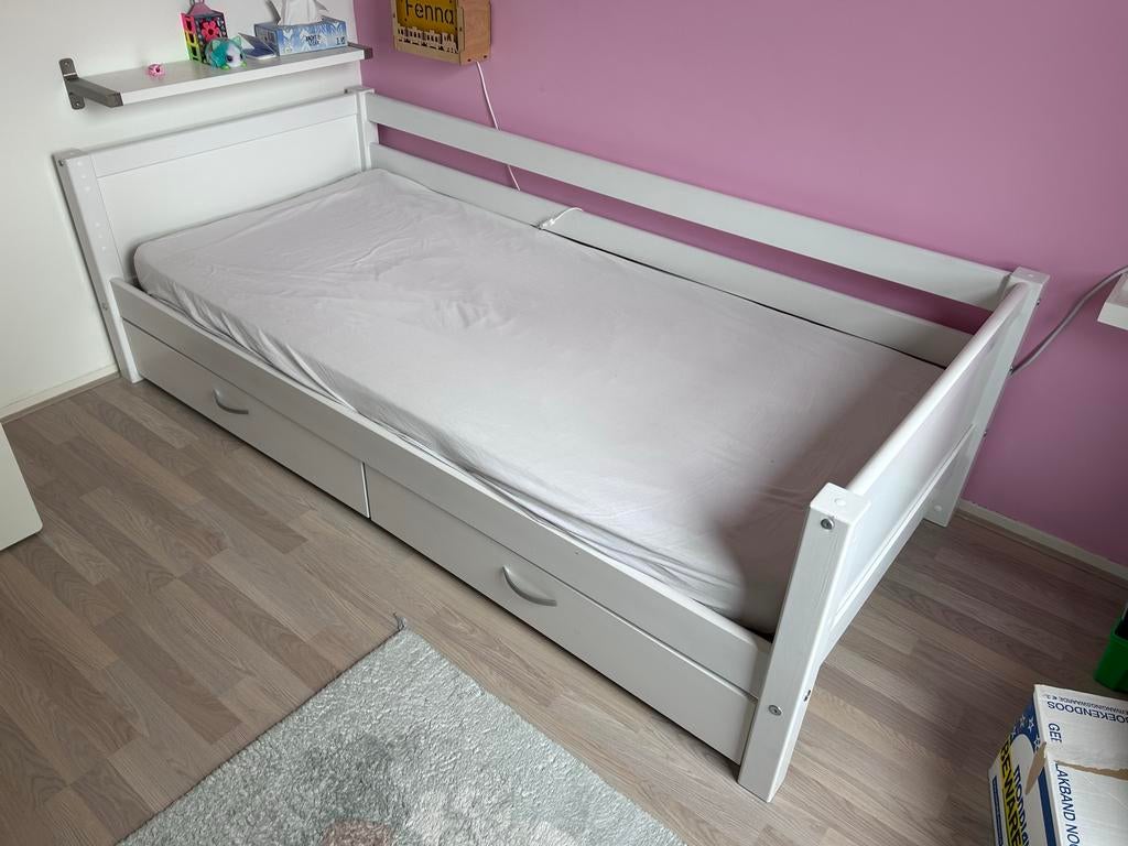 Bedbank Jip met uitvalbeveiliging en bedladen, Ophalen, Gebruikt, 90 cm, Eenpersoons