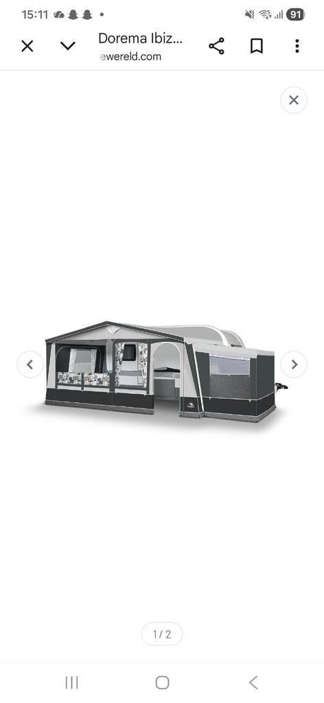 Dorema voortent Ibiza, luifel Locarno omloopmaat 14 240 diep, Ophalen of Verzenden, Zo goed als nieuw, Tot en met 4