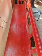Antieke kasteelbank, rood geschilderd, Ophalen of Verzenden