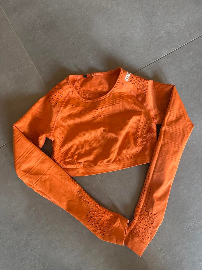 Gymshark Croptop - Zo goed als nieuw, Kleding | Dames, Ophalen of Verzenden, Zo goed als nieuw, Oranje, Fitness of Aerobics