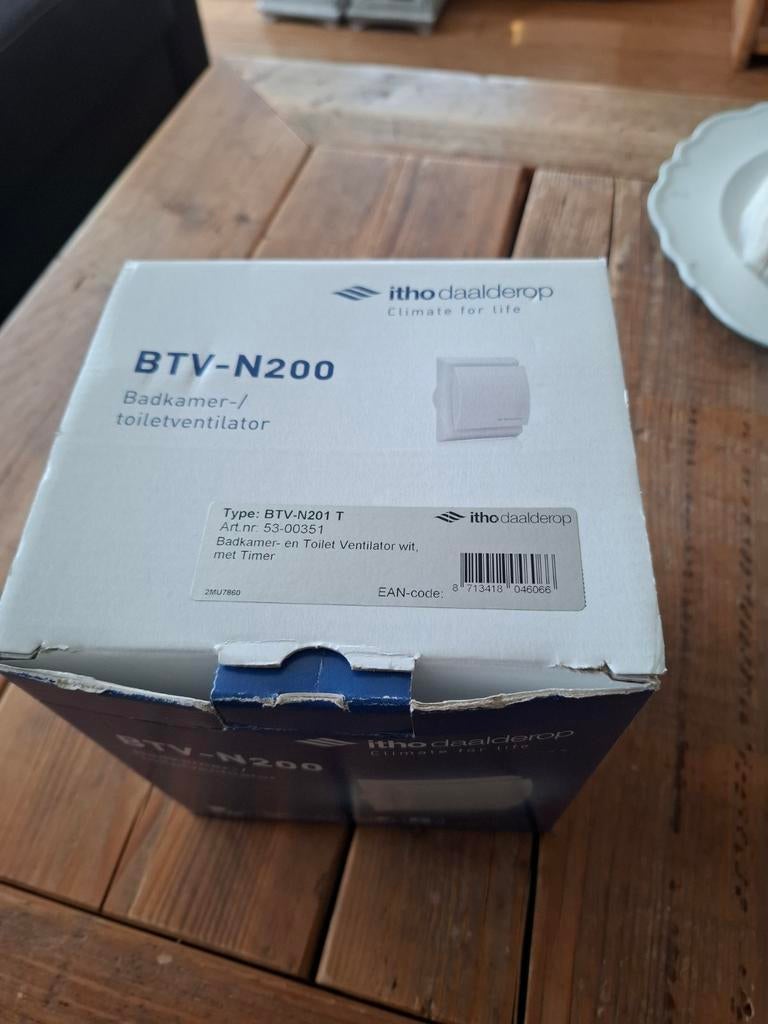 Te koop badkamer toilet ventilator btv n201t wit met timer., Ophalen of Verzenden, Nieuw, Overige typen